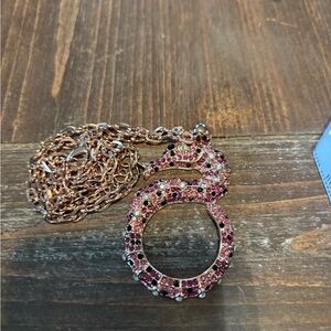 Rose Gold seahorse Pendant Necklace and earrings with Pink Crystal Accents